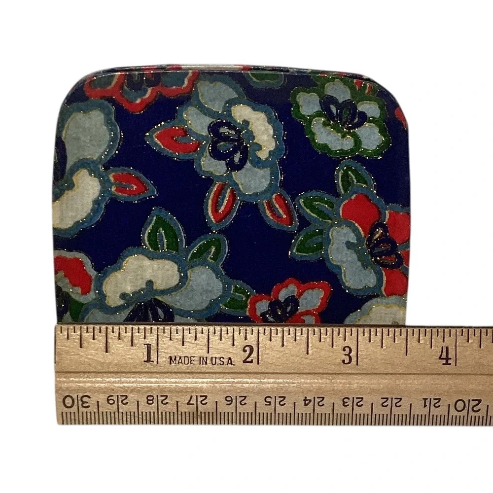 Set of 4 Floral Square Small Decor Plates Blue Red White Gold Gilded Trinkets